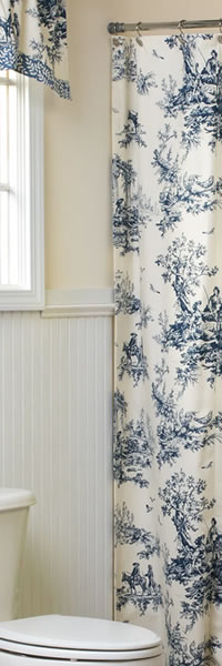 Fabric Shower Curtain and Matching Valance made in USA by Thomasville at Home